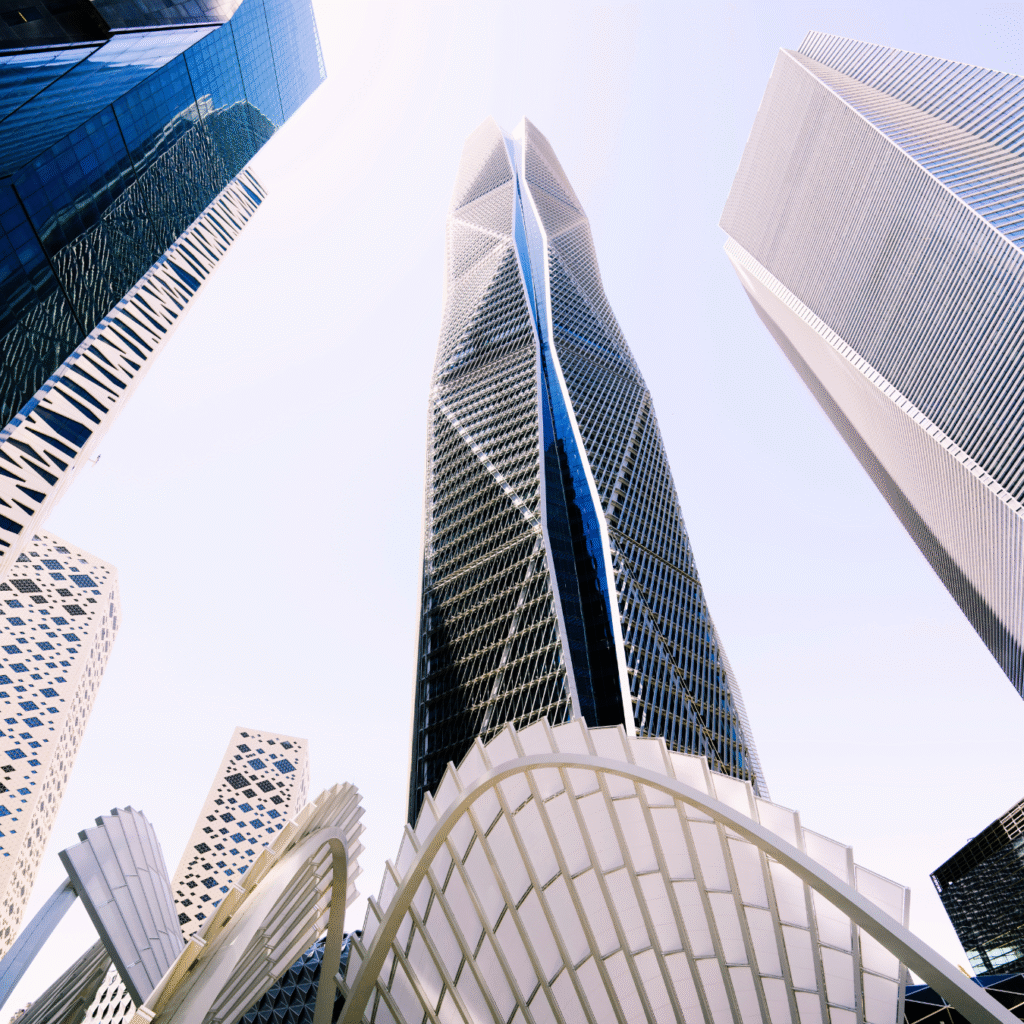 Riyadh skyline highlighting areas affected by the new vacant land fee Saudi Arabia program